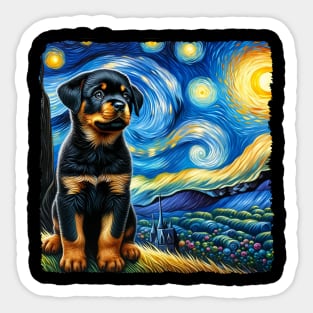 Starry Rottweiler Portrait - Dog Portrait Sticker